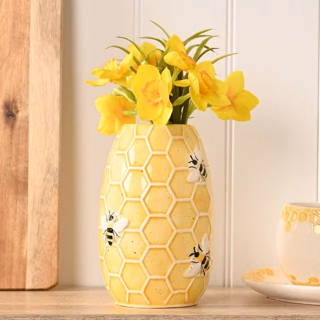 Hestia Bee Hive Ceramic Tabletop Vase in Yellow