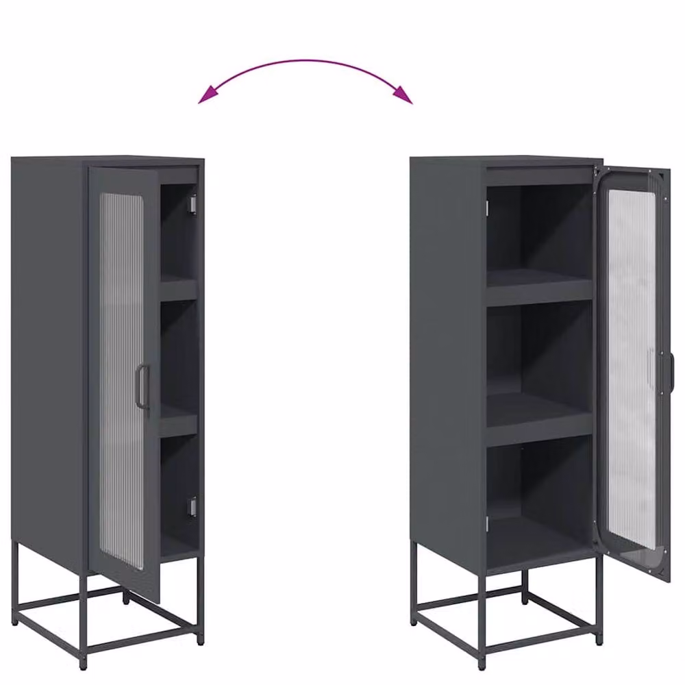 Berkfield Home Anthracite Highboard in Matt Metal, W/D/H: 36 x 39 x 123 cm – 3