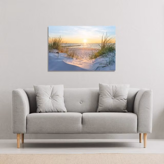 Benjamin Tate Design LTD Sunset at the Baltic Sea Beach Canvas Print, Multicolour, W: 61 cm, H: 41 cm