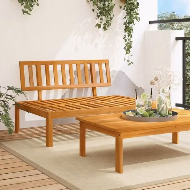 Berkfield Home Garden Pallet Middle Sofa in Brown Solid Acacia Wood