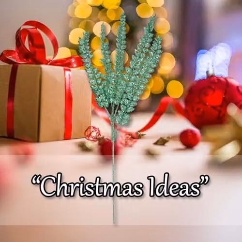 VFM e-Store Christmas Long Stem with Glitter Decoration, Green, H 80 cm x W 27 cm – 4