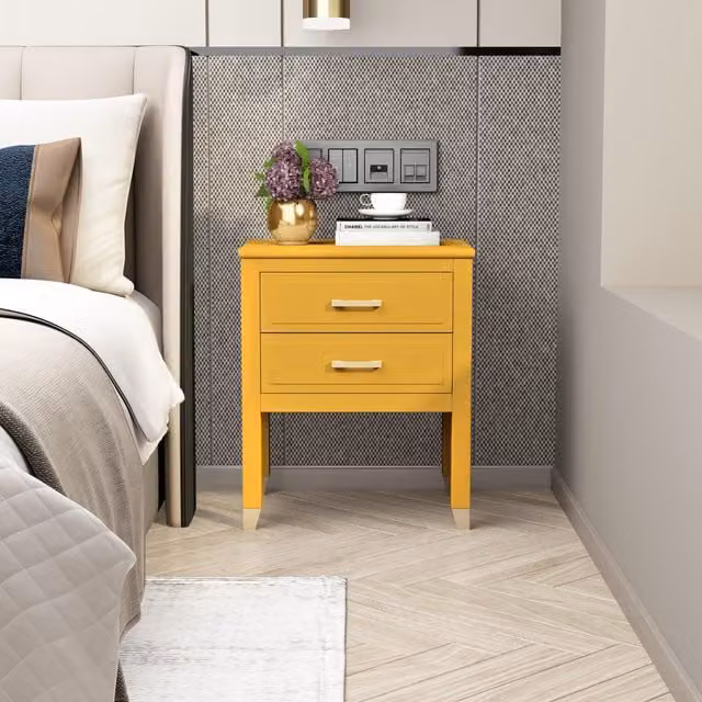 Cabinet Bits Palazzi 2 Drawer Bedside Table in Yellow Mustard – 1