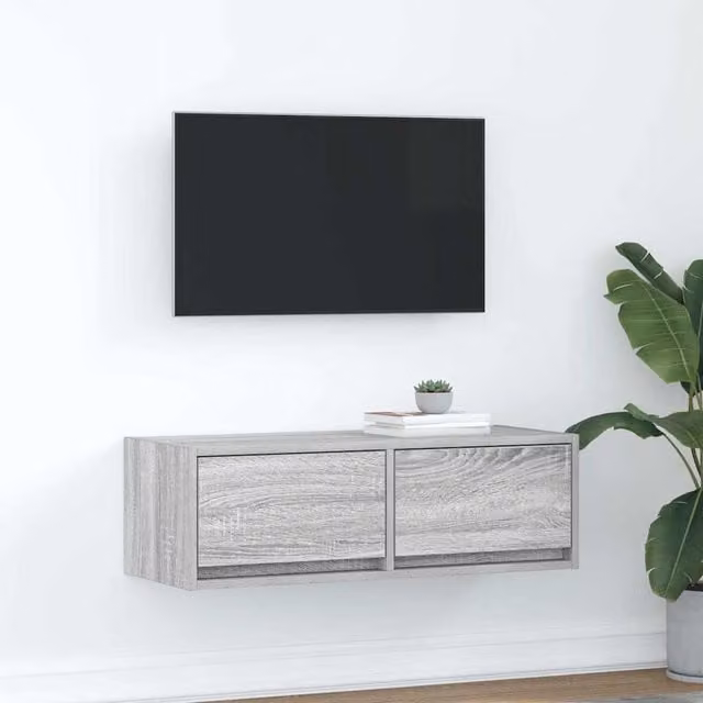 Berkfield Home Grey Sonoma Wall Mounted TV Cabinet W/D/H: 80 x 31 x 25.5 cm – 1