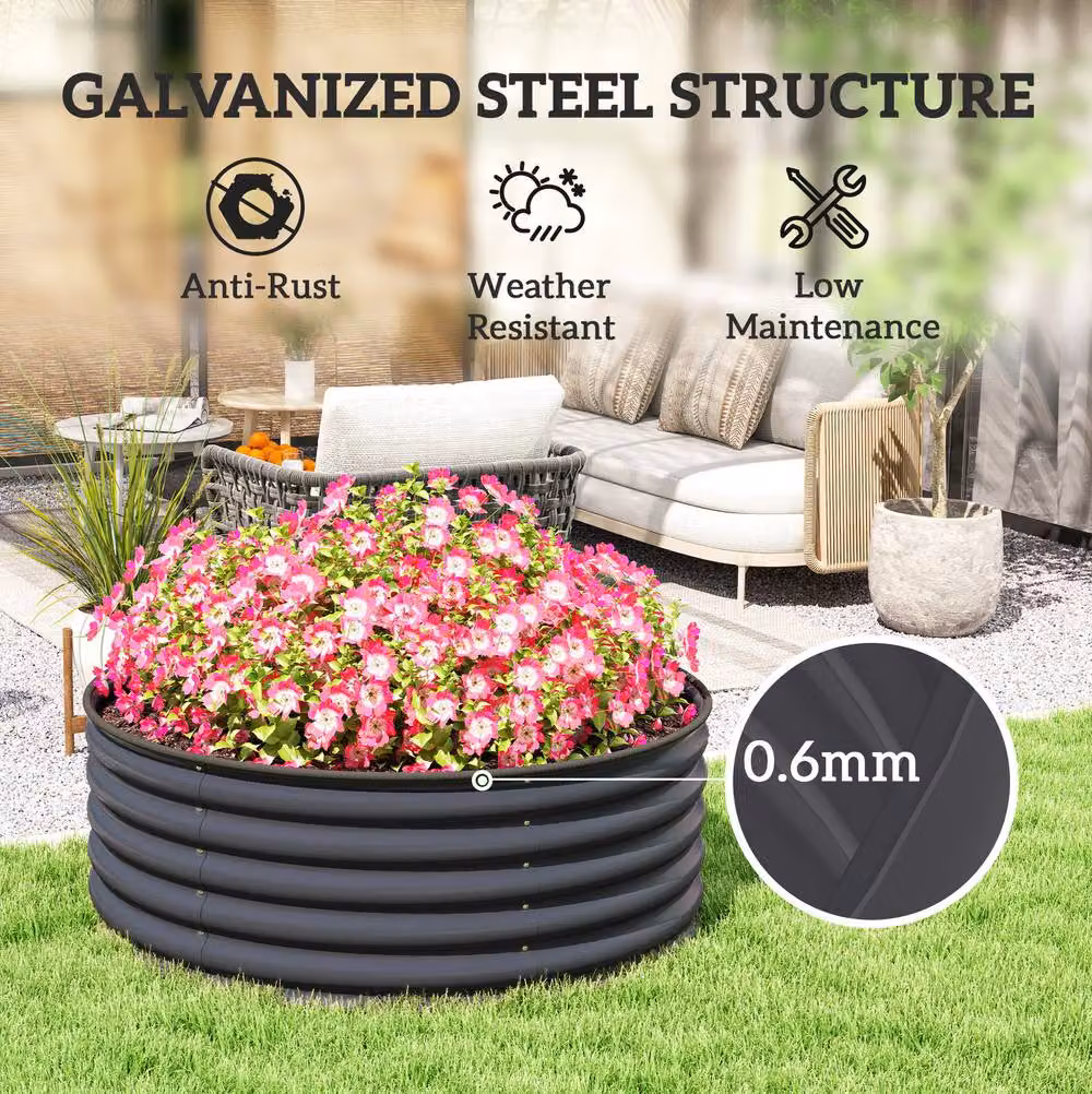 STILVORA Raised Garden Bed in Anthracite Grey with Open Base, W: 120 cm, H: 43 cm, D: 43 cm – 5