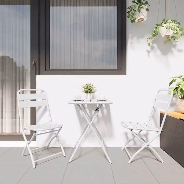 Berkfield Home Set of 2 White Folding Metal Garden Chairs