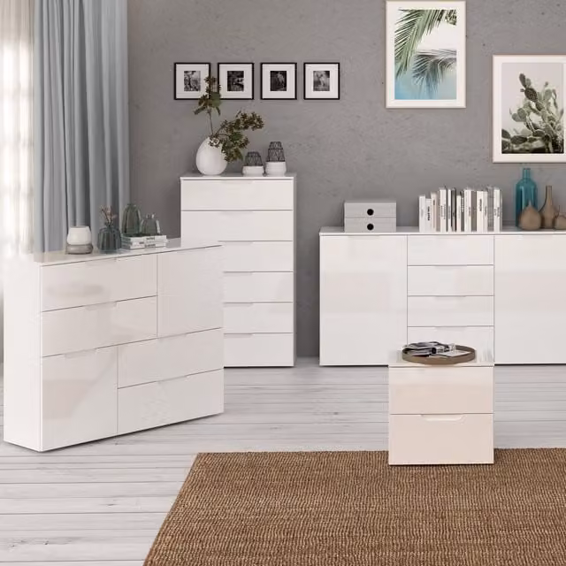 Furniture To Go Sienna Modern Glossy White 6 Drawer Chest
