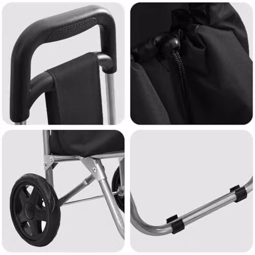 vidaXL Folding Shopping Trolley in Black, W/D/H: 35 x 28 x 92 cm – 5