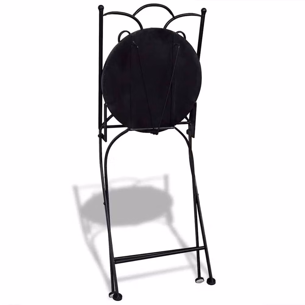 Berkfield Home Set of 2 Decorative Folding Bistro Chairs in Brown Terracotta Ceramic and Powder Coated Steel – 5