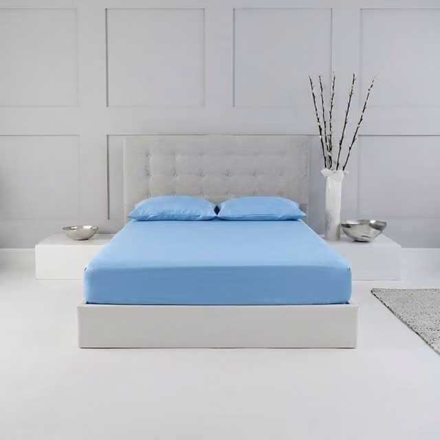 Snug City Super King Polycotton Plain Dyed Extra Deep Fitted Sheet in Light Blue, W/D/H: 180 x 200 x 25 cm – 1