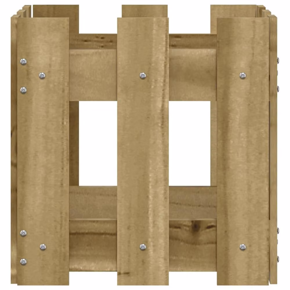 Berkfield Home Beautiful Garden Planter with Fence Design in Brown, W/D/H: 30 x 30 x 30 cm – 3