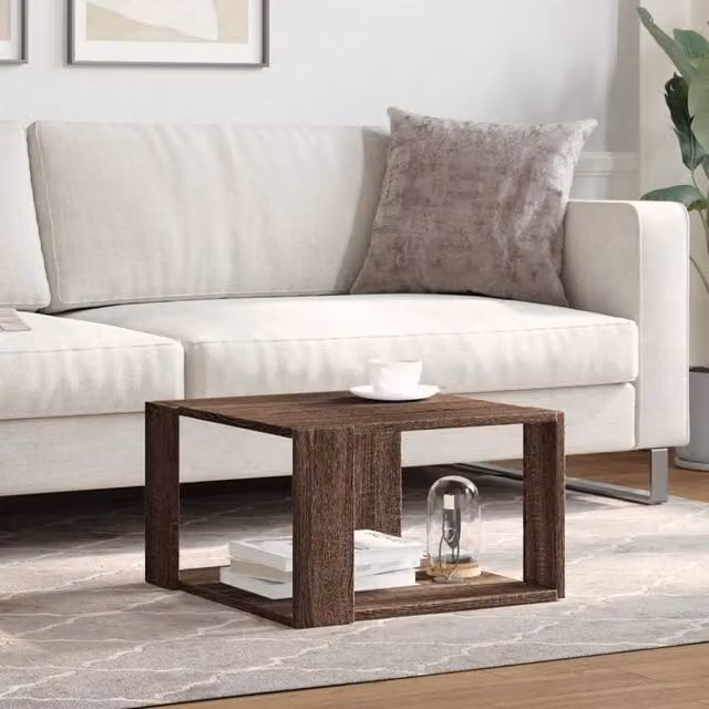 Berkfield Home Decorative Coffee Table in Brown Oak, W/D/H: 51.5 x 51.5 x 30 cm – 1