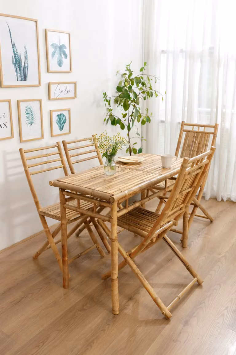 BARU Nordlys Rectangular Bamboo Dining Table in Brown
