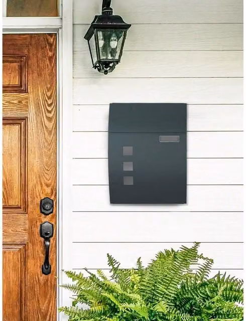 SONGMICS Wall-Mounted Steel Letterbox in Anthracite Grey