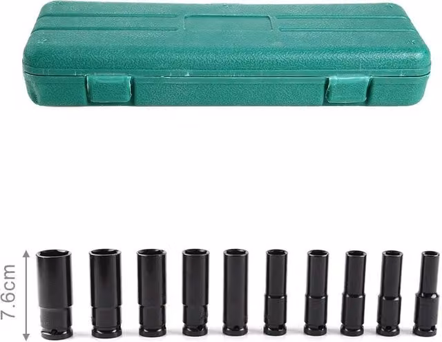 SPETLEK 10-Piece 1/2" Drive Deep Impact Socket Set, 10-24mm Metric