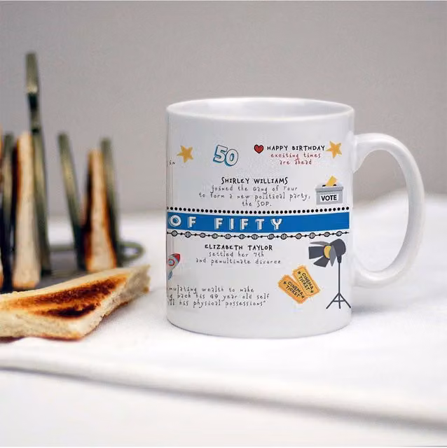 Afewhometruths Personalised 50th Birthday Mug with Name and Message, White – 1
