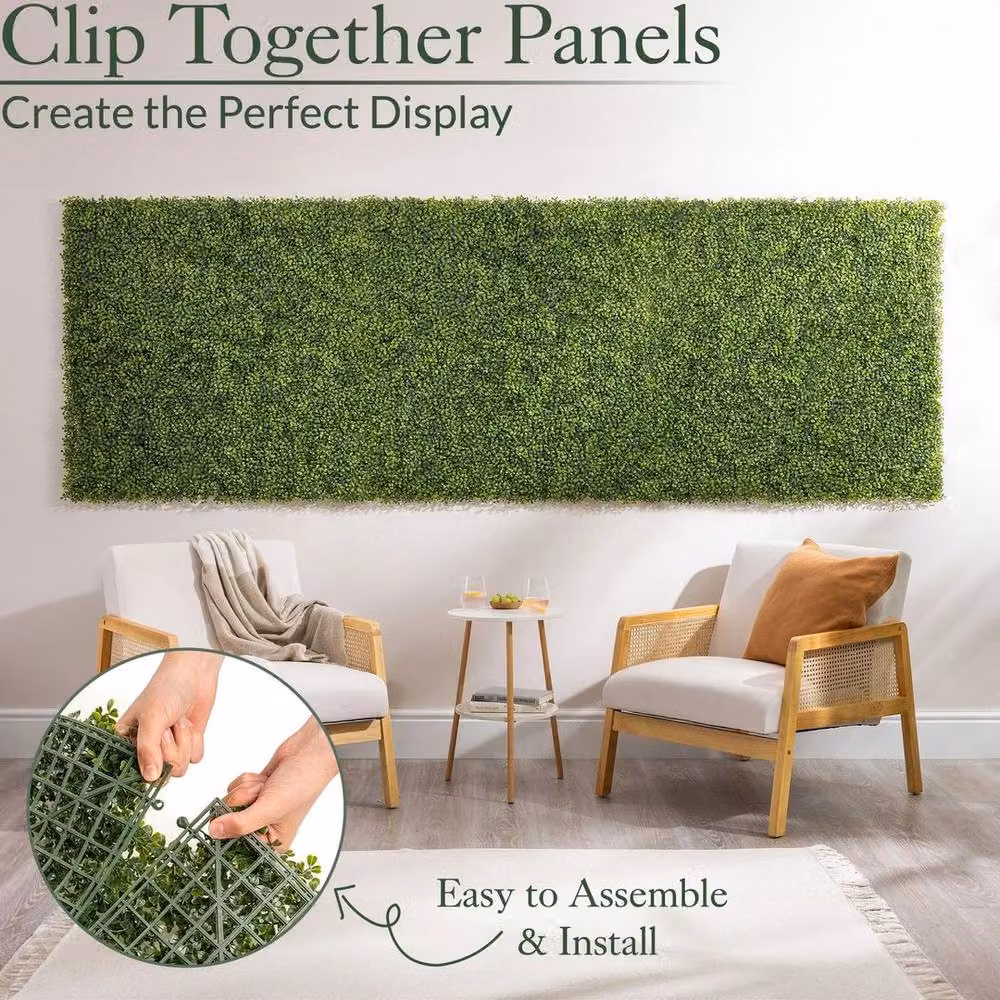 PAWNORA Artificial Boxwood Wall Panels Green, 4 x W: 100 cm x H: 100 cm – 3