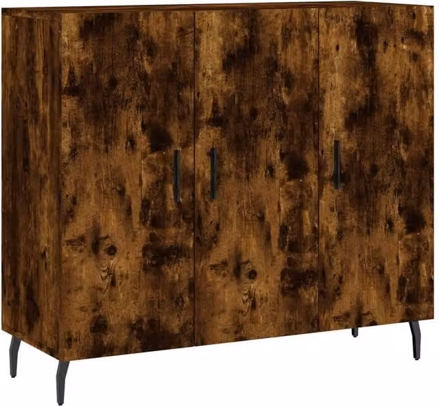 Berkfield Home Smoked Oak Sideboard in Brown, W/D/H: 90 x 34 x 80 cm
