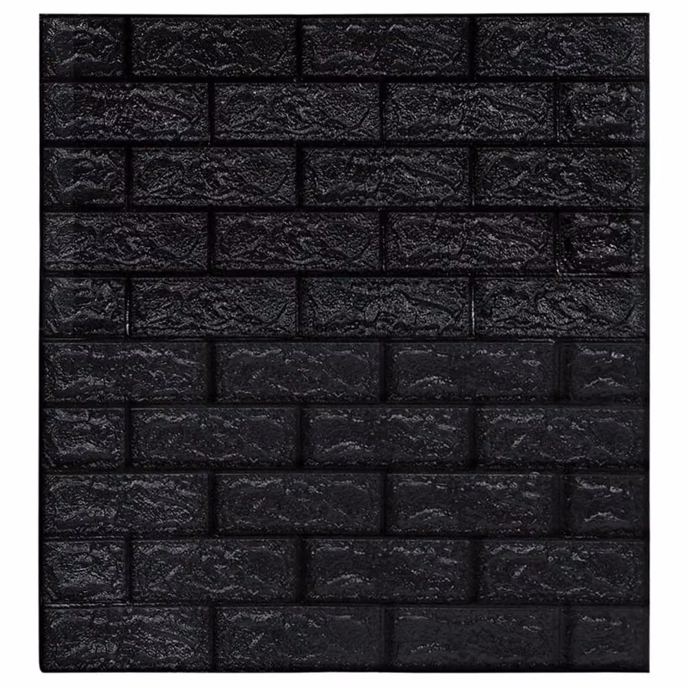 Berkfield Home 3D Self-adhesive Stone Look Brick Wallpaper, Black, 10 Pieces – 3