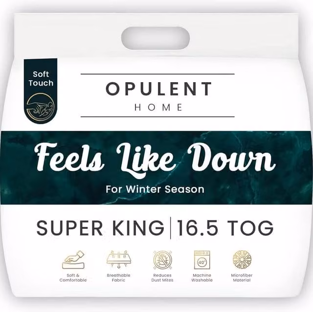 Opulent Home White Superking Winter Duvet, 15.0 Tog