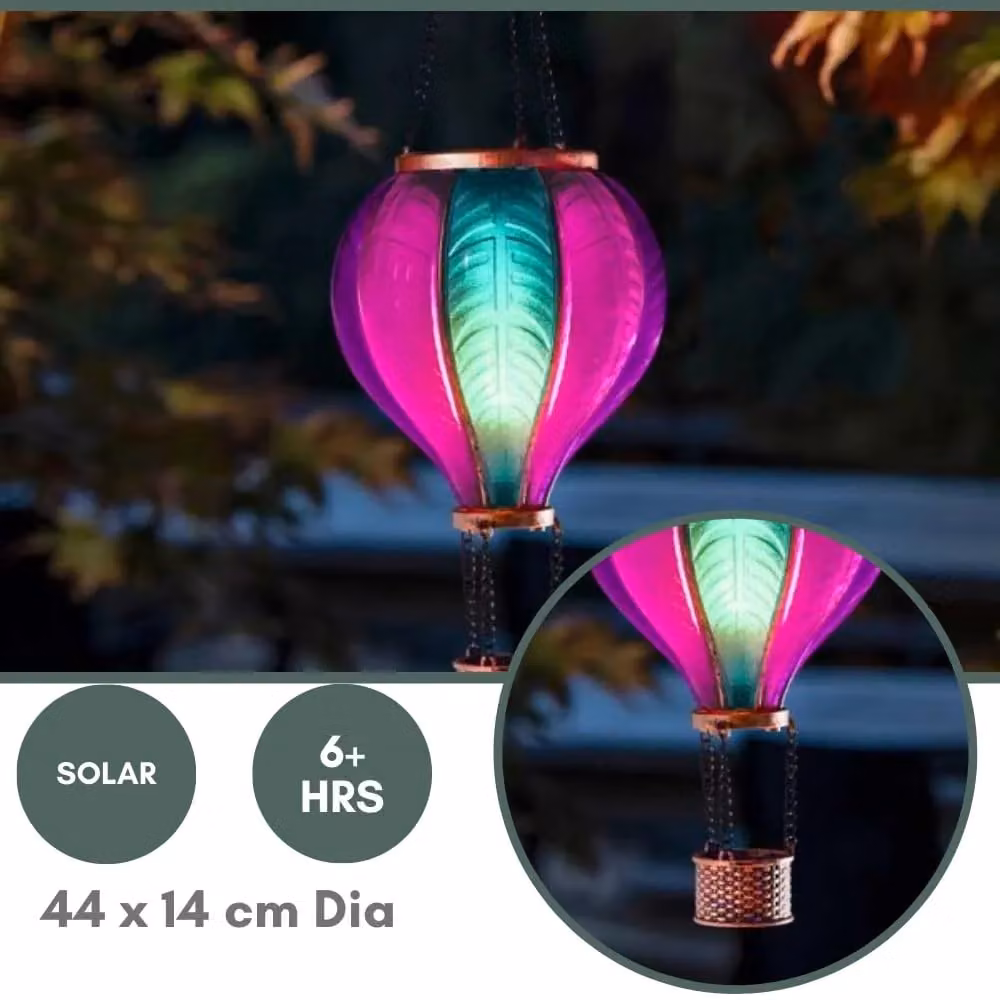 Marco Paul Multicolour Solar Hot Air Balloon LED Garden Ornament with Dusk Sensor – 5