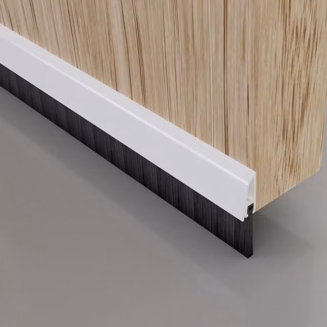 Stormguard Self-Adhesive PVC Brush Draught Excluder Door Strip Seal in White or Grey, Length: 91.4 cm