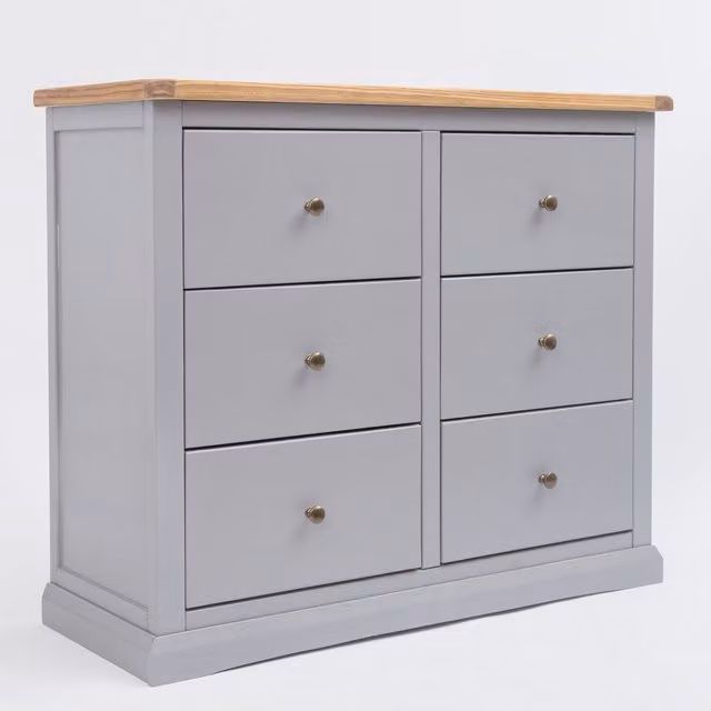 Cabinet Bits Rocca 6 Drawer Chest of Drawers in Grey with Gold Knobs