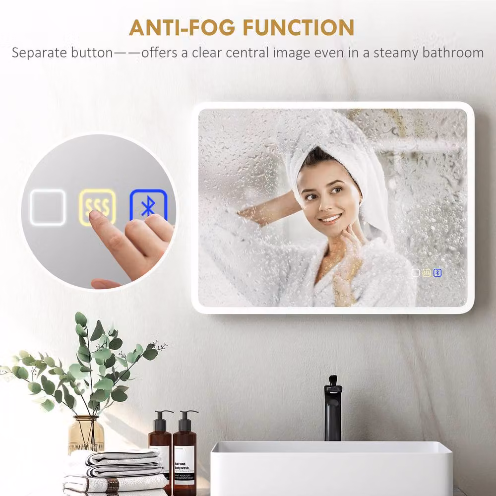 STILVORA LED Bluetooth Bathroom Mirror in Silver, Rectangular, W/H: 60 x 80 cm – 8