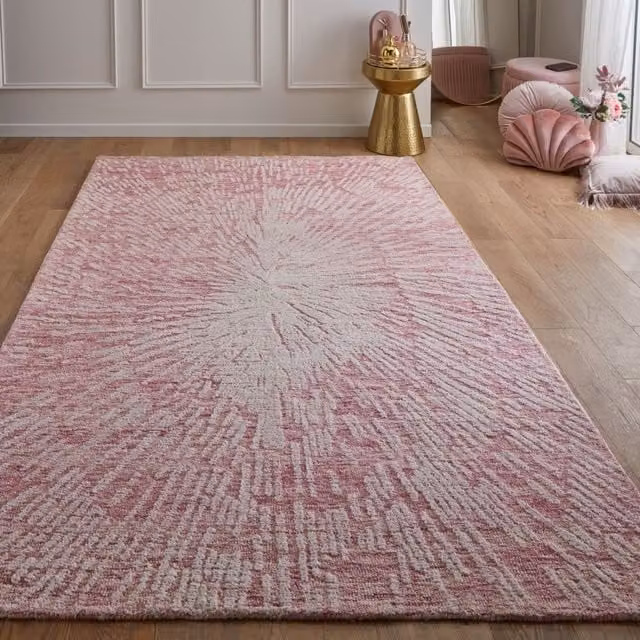The Rug Shop UK Pink Modern Abstract Hand Tufted Wool and Cotton Area Rug W: 200 cm, D: 280 cm – 1