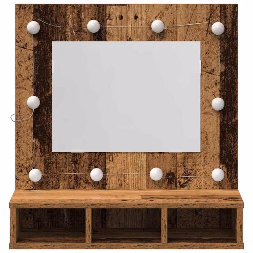 Berkfield Home Vintage Vanity Unit in Brown Solid Reclaimed Wood with Integrated LED Lighting W/D/H: 60 x 31.5 x 62 cm – 4