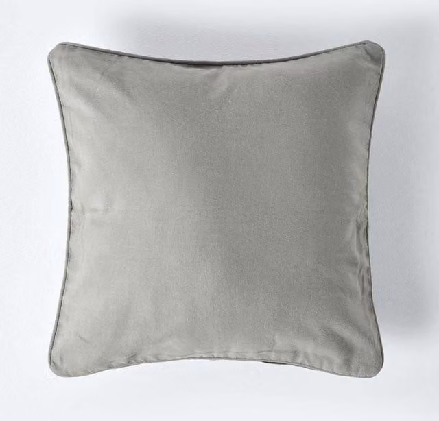 Homescapes Plain Cotton Square Cushion Cover in Grey, 45 x 45 cm