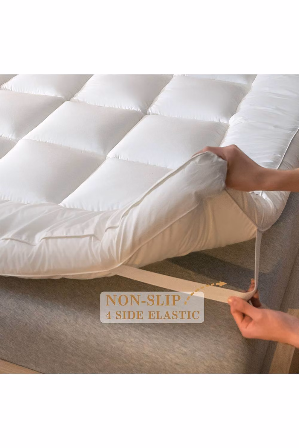 ExtraStar Comfortable Quilted Mattress Topper in White, King Size – 4