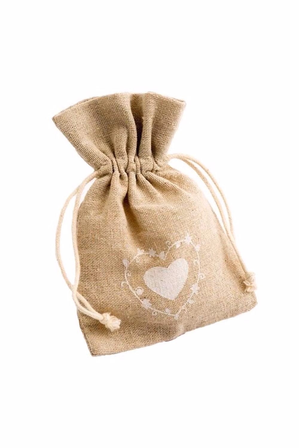 KDMD Large Heart Hessian Favour Bags, 10 Pack, Natural Beige Jute – 2