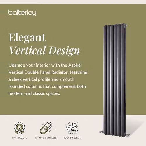 Balterley Vertical Double Panel Anthracite Radiator, W: 38.3 cm, H: 150 cm – 2