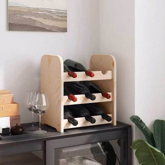 Berkfield Home Beautiful Solid Pine Wine Rack in Light Brown, W/D/H: 33 x 25 x 37 cm – 1
