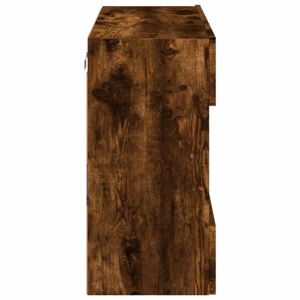 Berkfield Home Modern Wall Mounted TV Cabinet with LED Lights in Smoked Oak Brown, W/D/H: 78.5 x 30 x 60.5 cm – 6