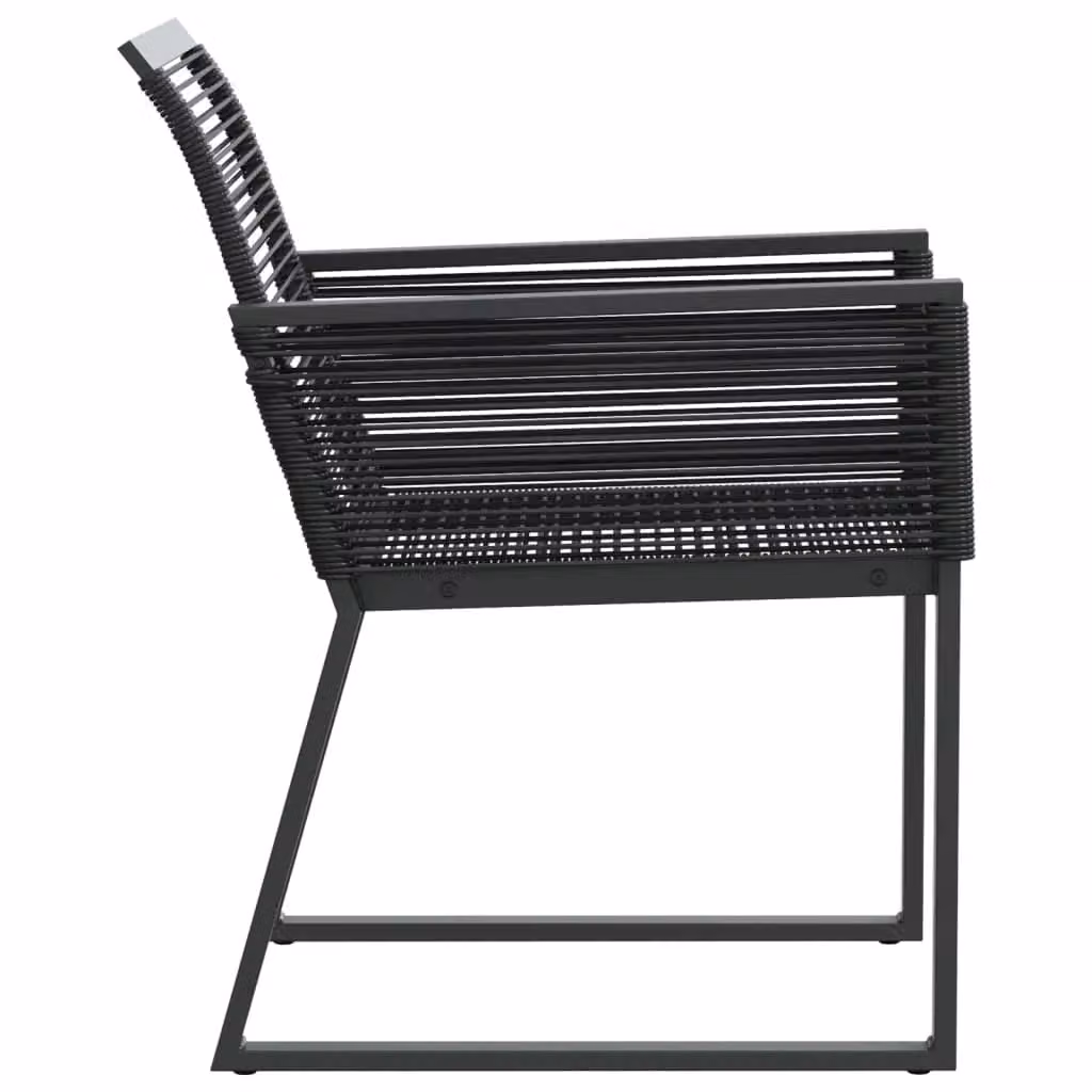 Berkfield Home Set of 4 Black Poly Rattan Garden Chairs with Armrests – 6