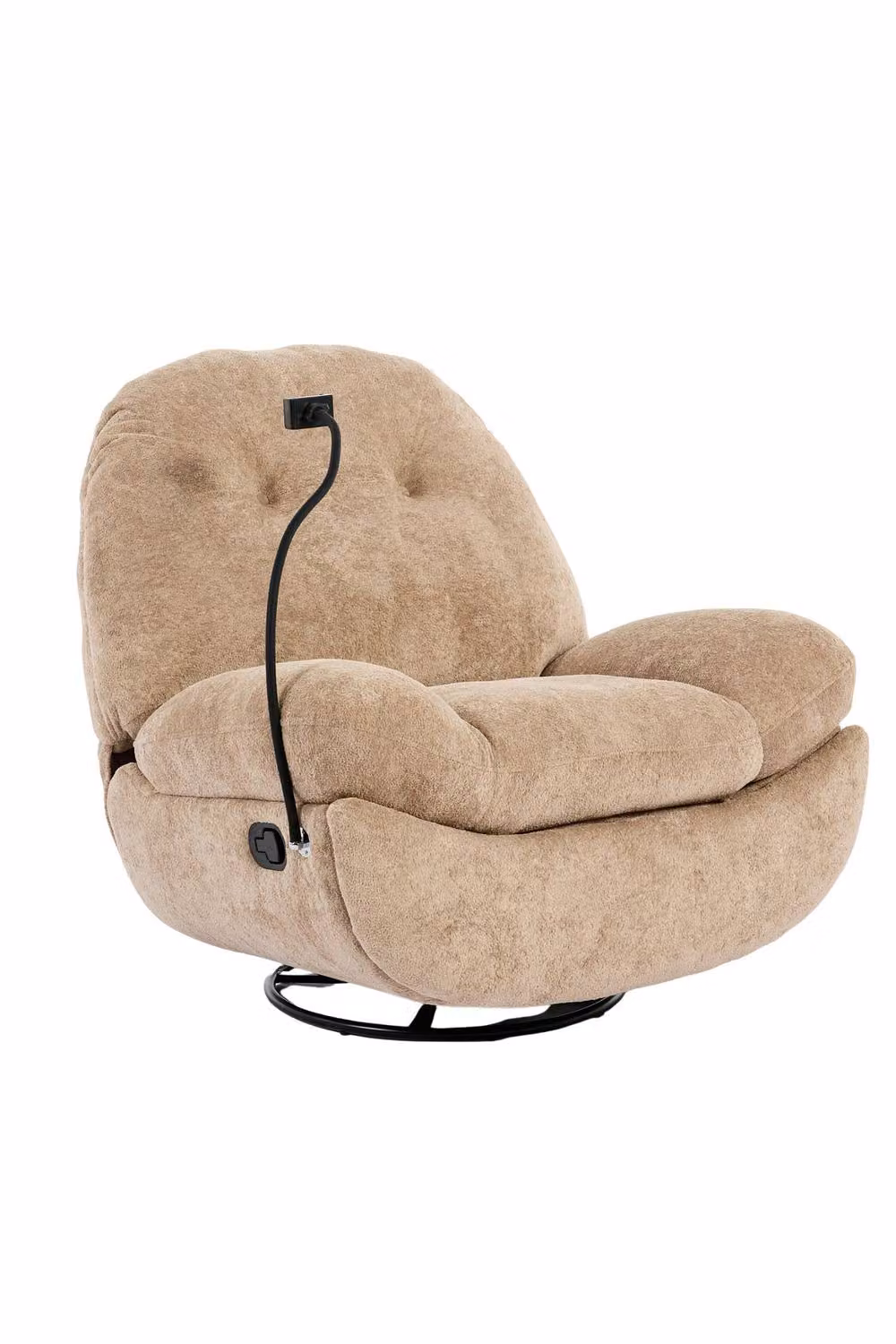 More4Homes Phoenix Manual Recliner Swivel and Rocker Chair in Medium Beige Teddy Boucle Fabric – 2