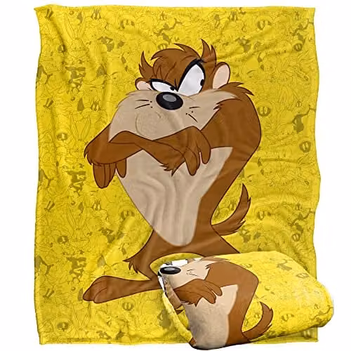 Warner Brothers Looney Tunes Fluffy Microfibre Fleece Throw Blanket, Multicolour and White, W/D/H: 152 x 127 cm