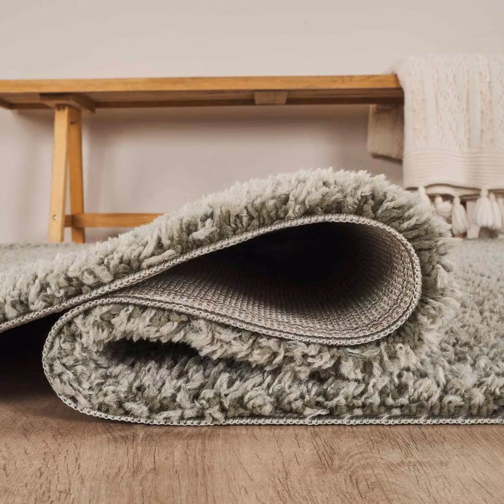 Desire Rugs Ainsley Modern Plain Green Shaggy Rectangular Area Rug W: 160 cm, D: 230 cm – 2