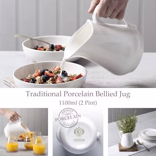 Wm Bartleet & Sons Porcelain Traditional Jug, White, 1.1 l – 2