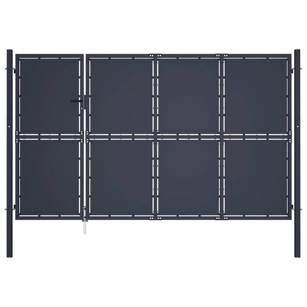 Berkfield Home Sturdy Steel Garden Gate in Anthracite, W: 350 cm, H: 150 cm – 2