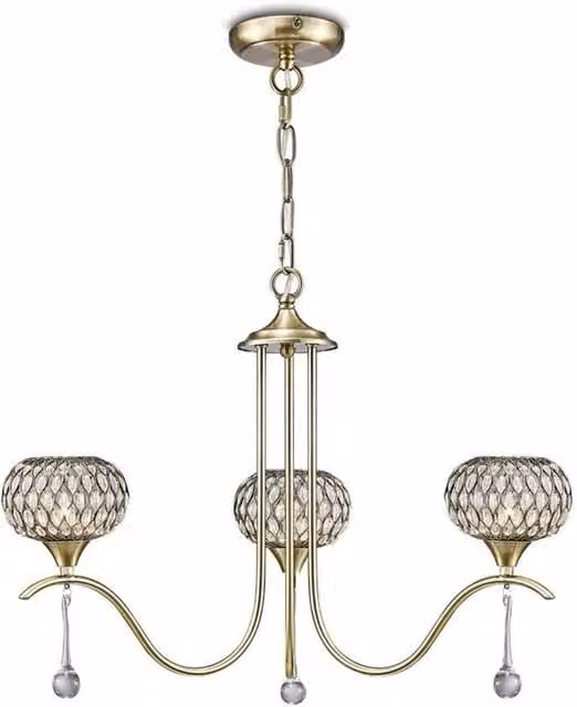 Netlighting Chelsie 3 Light Ceiling Pendant in Antique Brass with Transparent Glass