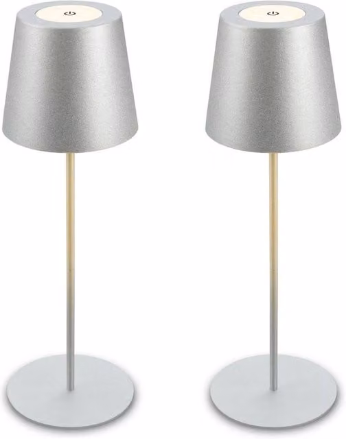 Briloner Rechargeable LED Table Lamp, Matt Chrome and Silver, IP44 Dimmable Outdoor Light for Garden and Terrace – 1