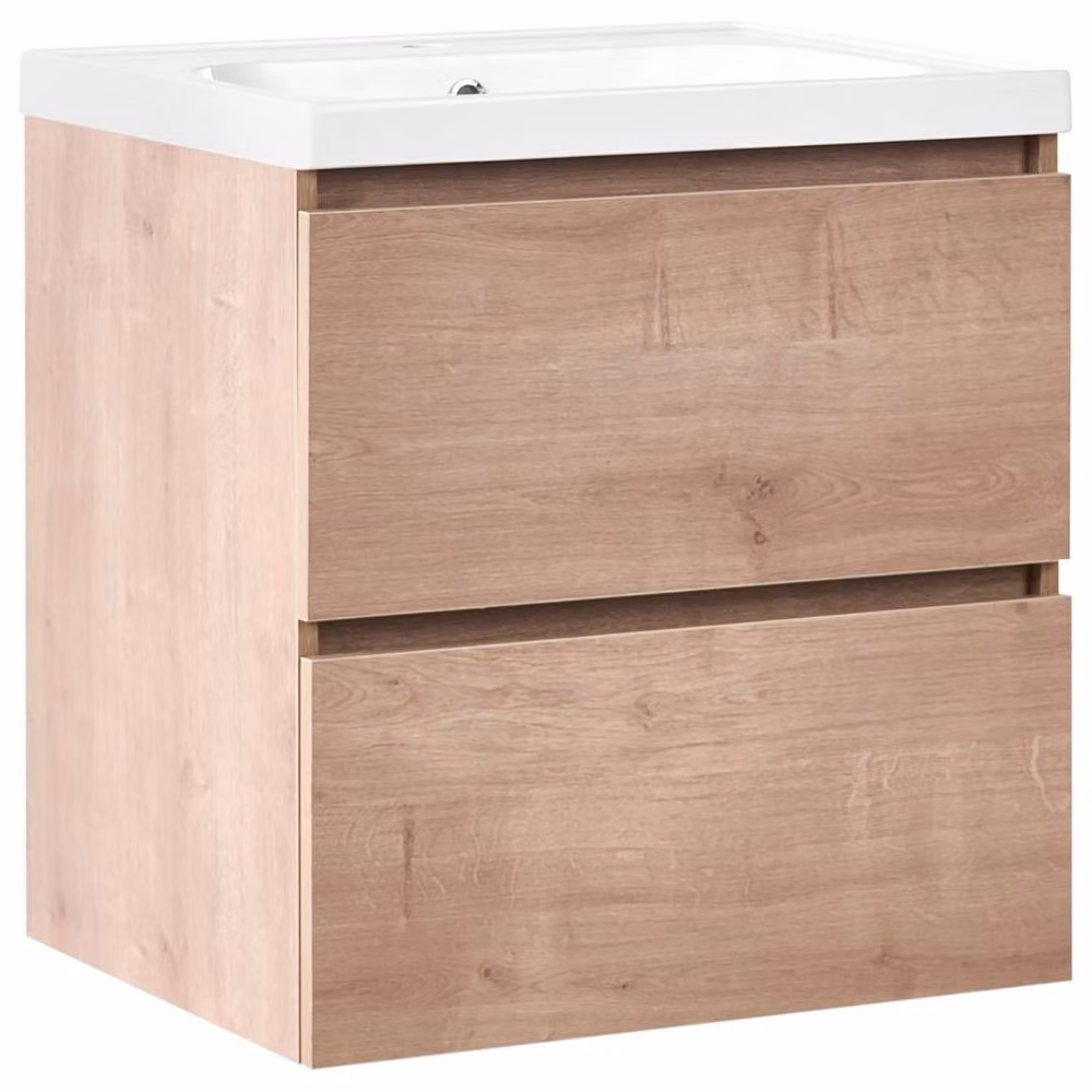 Wyld and Coco Wall-Mounted Vanity Cabinet in Brown with 2 Drawers – 2