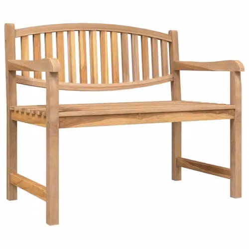 vidaXL Modern Garden Bench with Backrest and Armrest in Brown Solid Teak Wood
