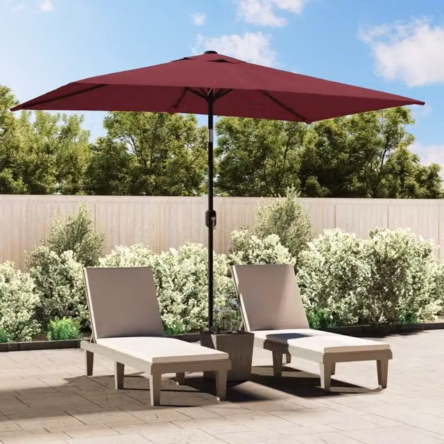 Berkfield Home Outdoor Parasol with Steel Central Pole, Bordeaux Red, W: 300 cm, D: 200 cm