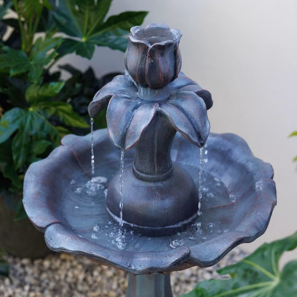 Primrose Grey 2 Tiered Tulip Flower Cascade Water Feature, Height: 90 cm – 2