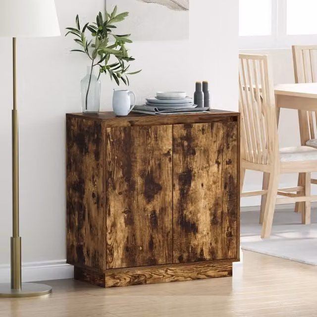 Berkfield Home Modern Sideboard with Integrated LED Lighting in Smoked Oak Brown, W/D/H: 71 x 34.5 x 75 cm