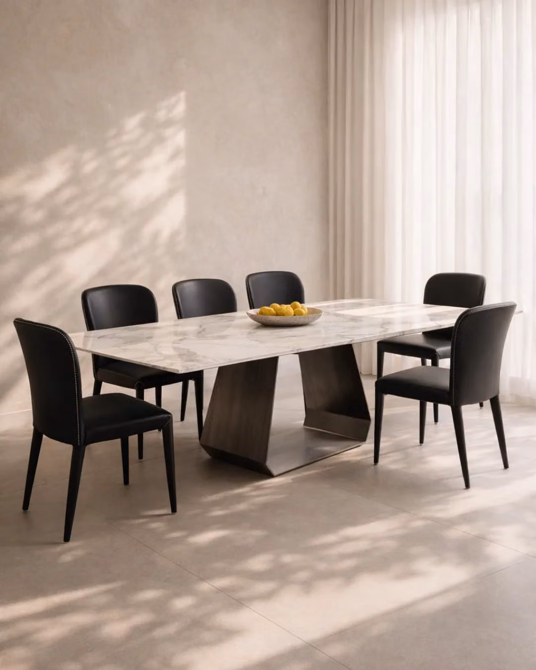 Tommy Franks Amora Modern Rectangular Ceramic Dining Table in White, Grey and Silver, W/D/H: 240 x 120 x 75 cm