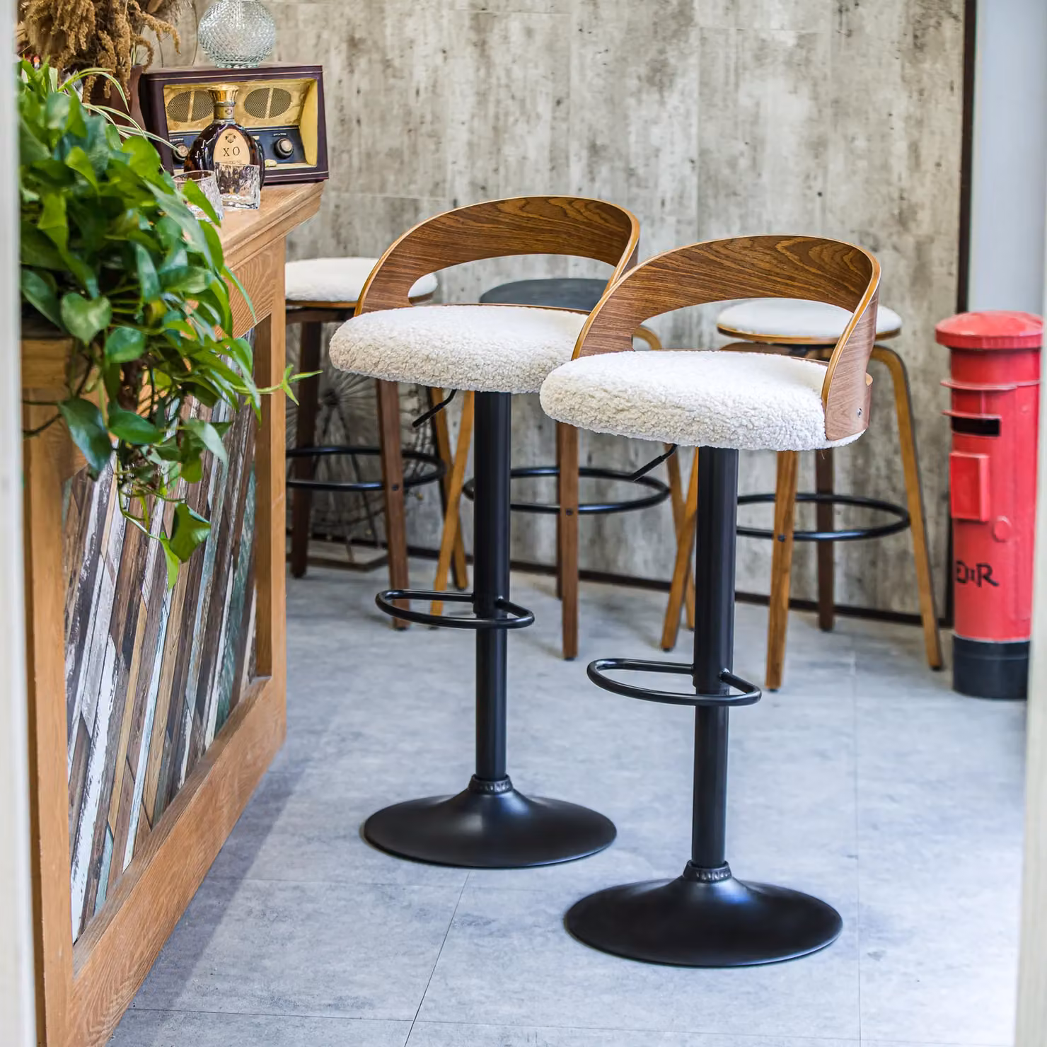 Victoria M Set of 2 Industrial Metal and Wood Bar Stools in White and Black – 2